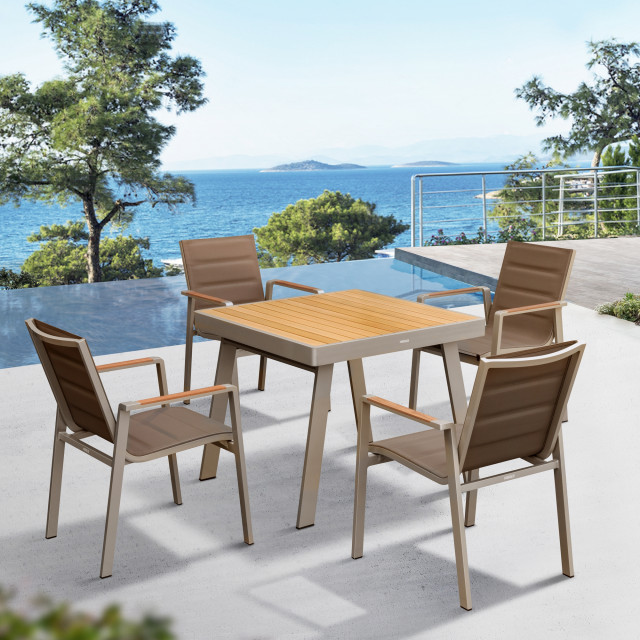 Higold 3801 Nofi Outdoor Furniture, 5 pieces Patio Dining Set with Grey