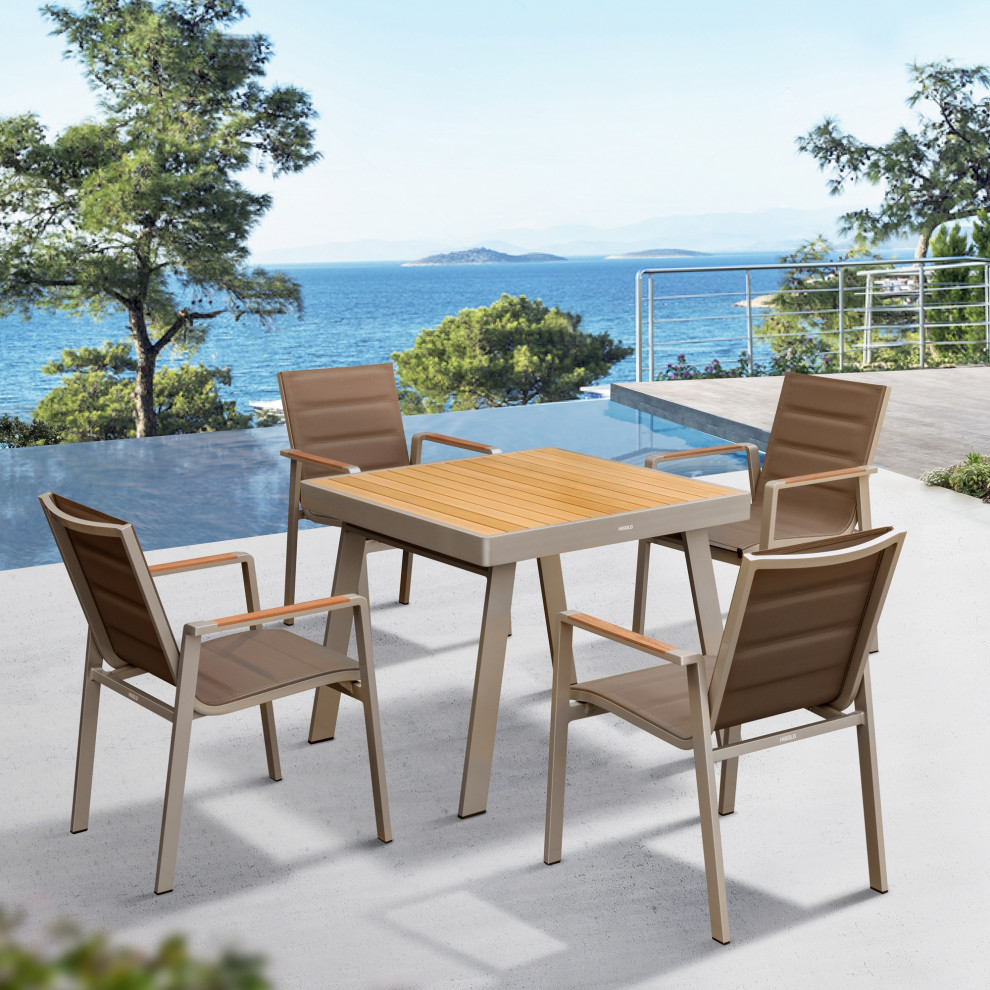 Higold 3801 Nofi Outdoor Furniture, 5 Pieces Patio Dining Set with Grey