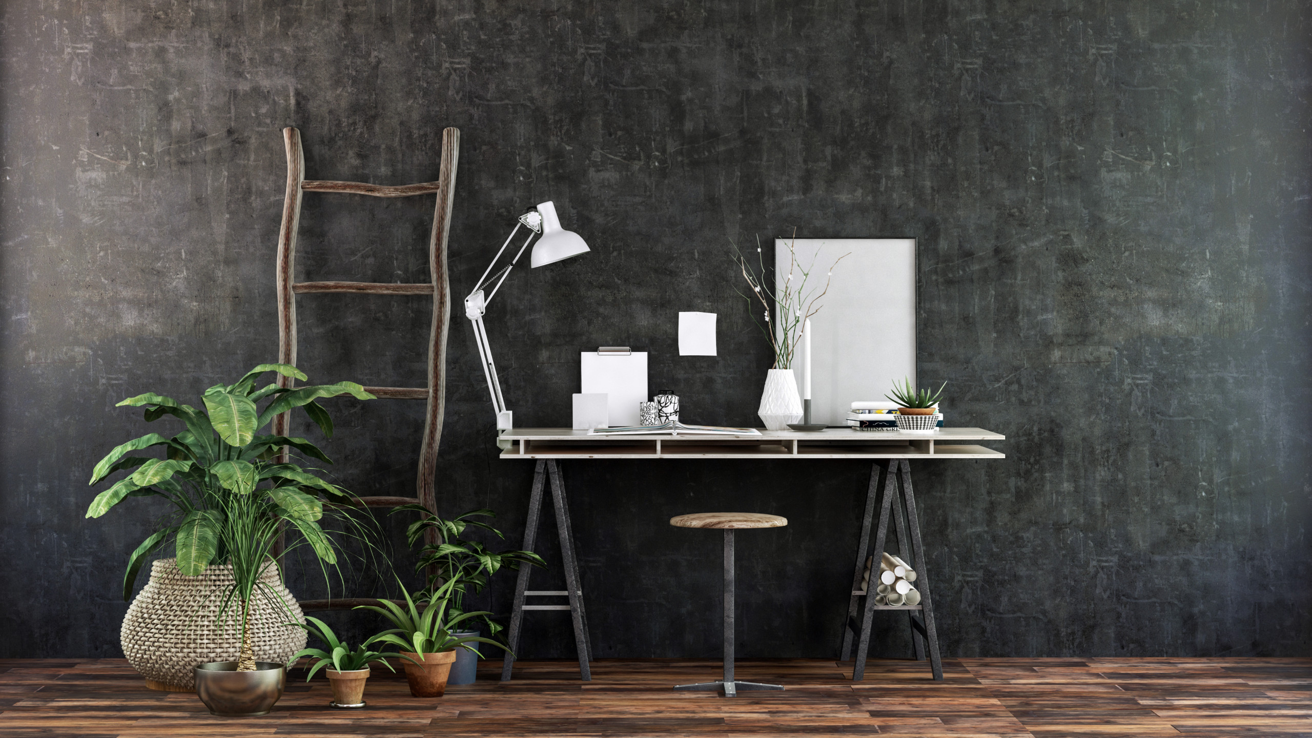 Modern Industrial Home Office with Urban Flair