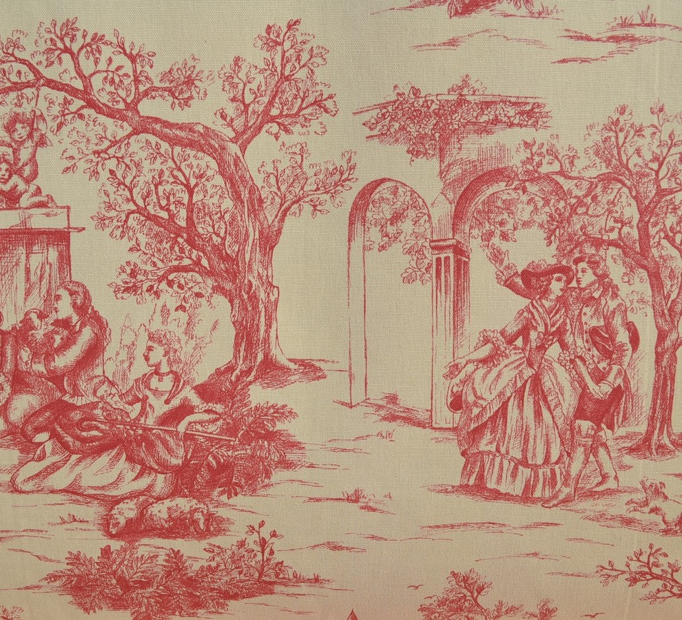FRENCH TOILE DE JOUY FABRIC - AIMEE (ROUGE)