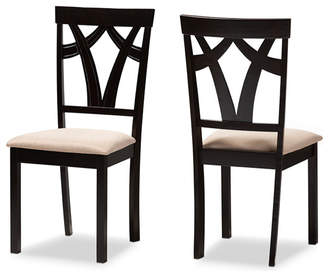 Sylvia Sand Upholstered and Espresso Brown Dining Chair Set of 2