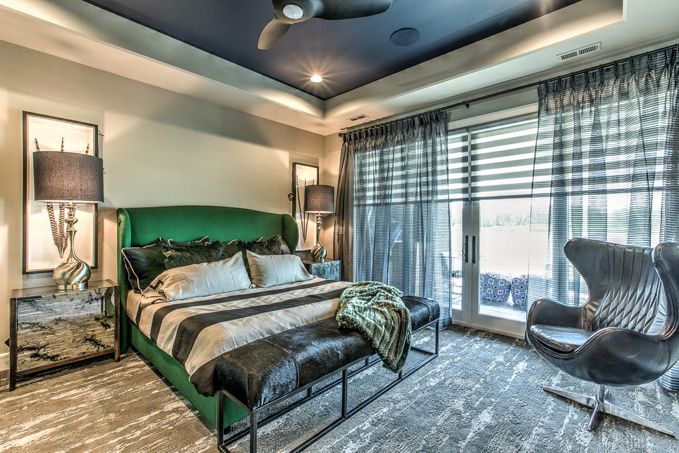 This is an example of a contemporary bedroom in Omaha.