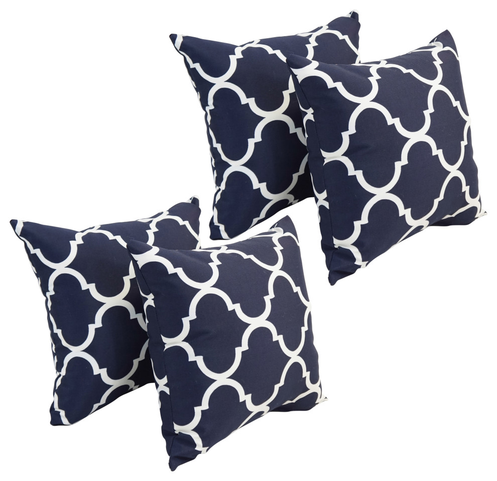 17" Square Polyester Outdoor Throw Pillows, Set of 4, Landview Navy