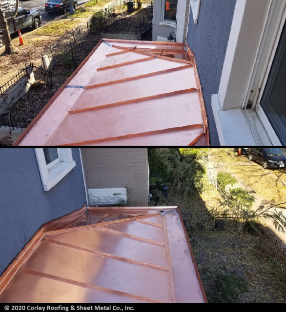 Copper roofs, bay windows, and balconies DC Metro by Corley Roofing