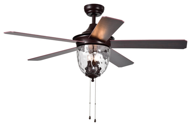 Josalie 3 Light Clear Glass 5 Blade Brown Finish 52 Ceiling Fan