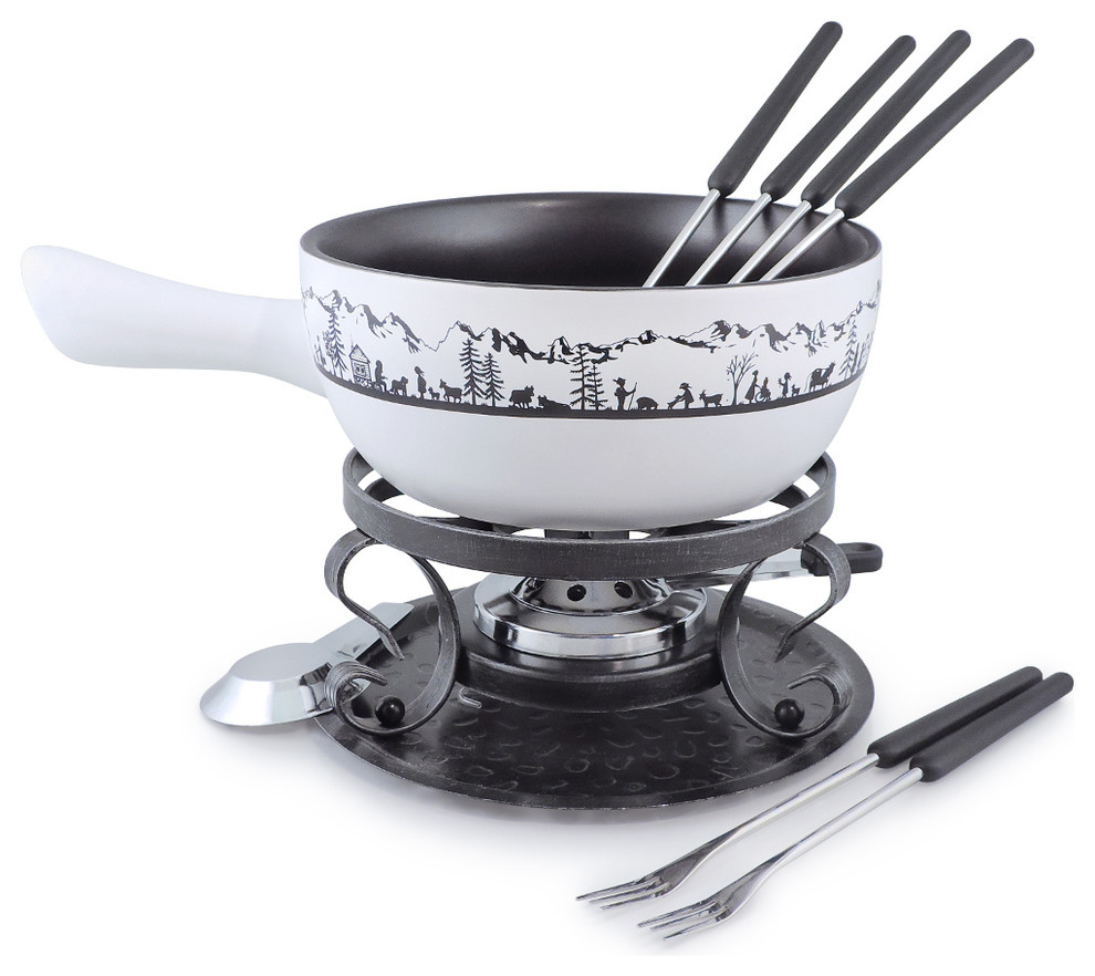 Swissmar Heidi 9 Piece Cheese Fondue Set Traditional Fondue And