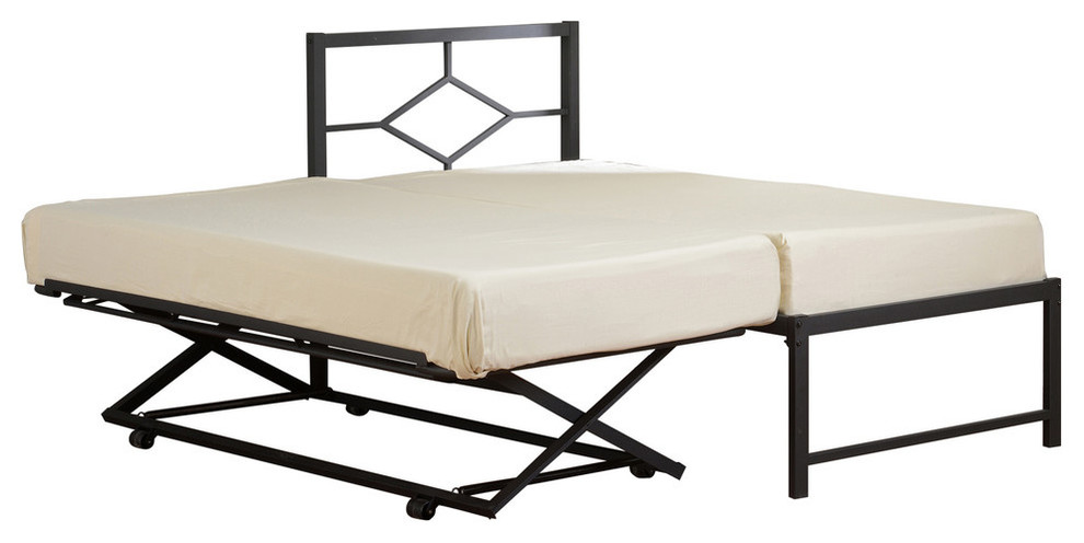Tiverton Daybed Bed Frame With Pop-Up Trundle Set, Black Metal, Twin -  Transitional - Daybeds - by Pilaster Designs | Houzz