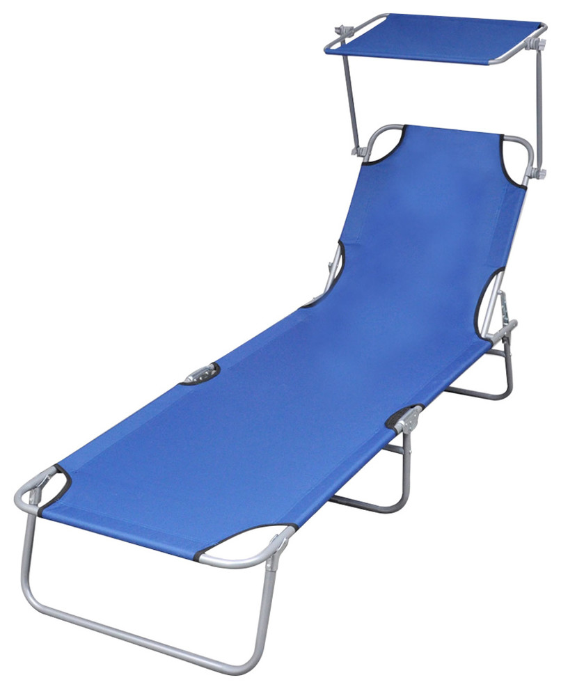 folding pool lounge chairs on Vidaxl Sun Lounger Bed Chair Blue Beach Garden Pool Back Relaxer Furniture Contemporary Outdoor Chaise Lounges By Vida Xl International B V Houzz