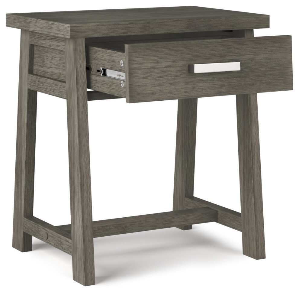 Modern Industrial Nightstand, Sawhorse Legs and Storage Drawer Modern