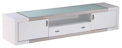 Franco TV Unit With White Glass Top