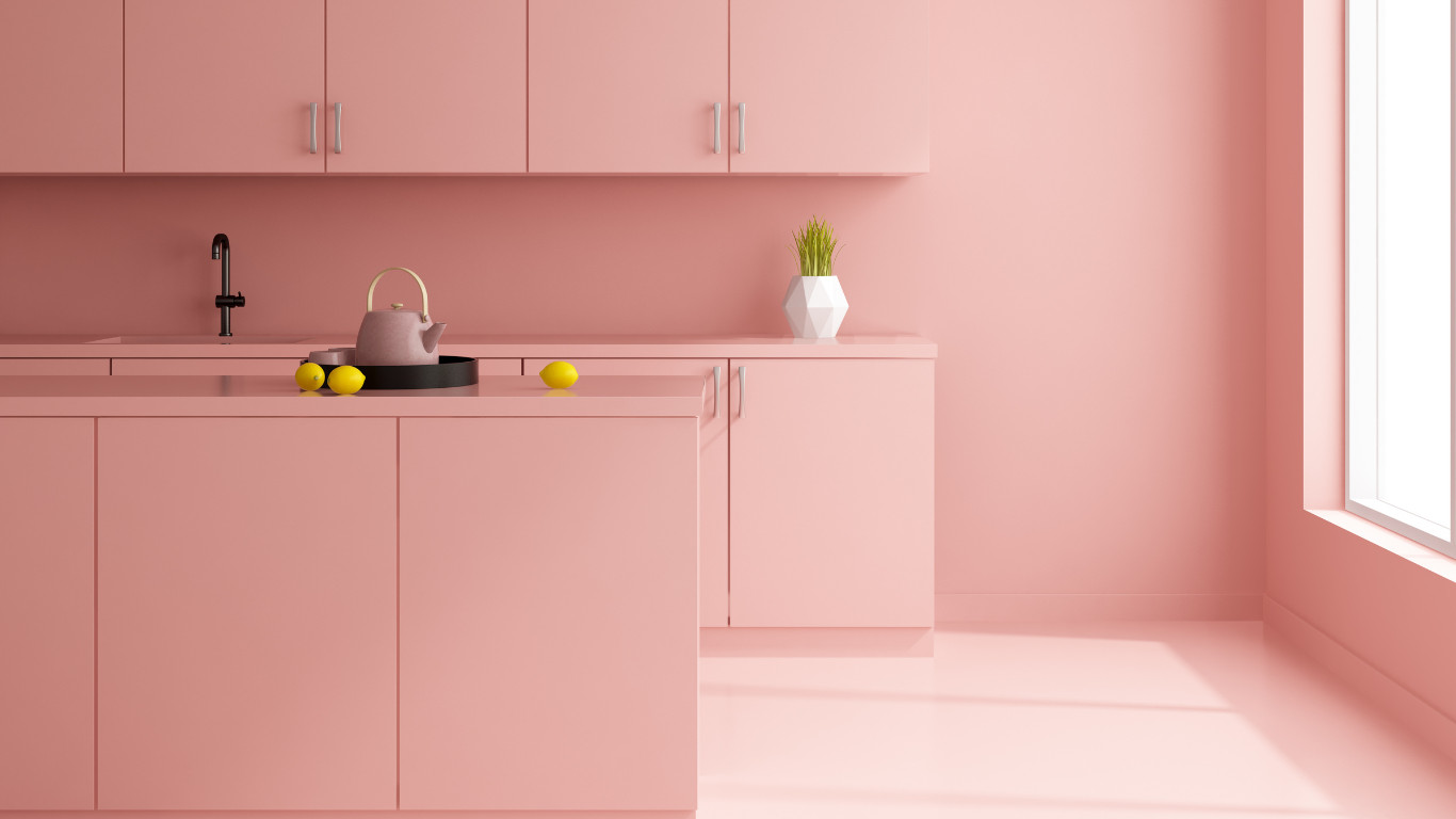 Soft Pink Style Kitchen in Hendon