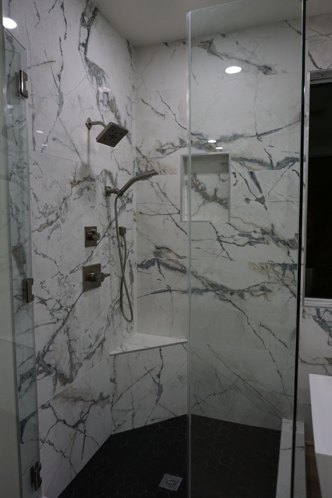 White and charcoal bathroom remodel Modern Bathroom Las Vegas