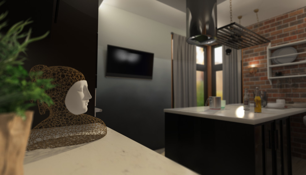 Кухня для семьи в загородном доме.