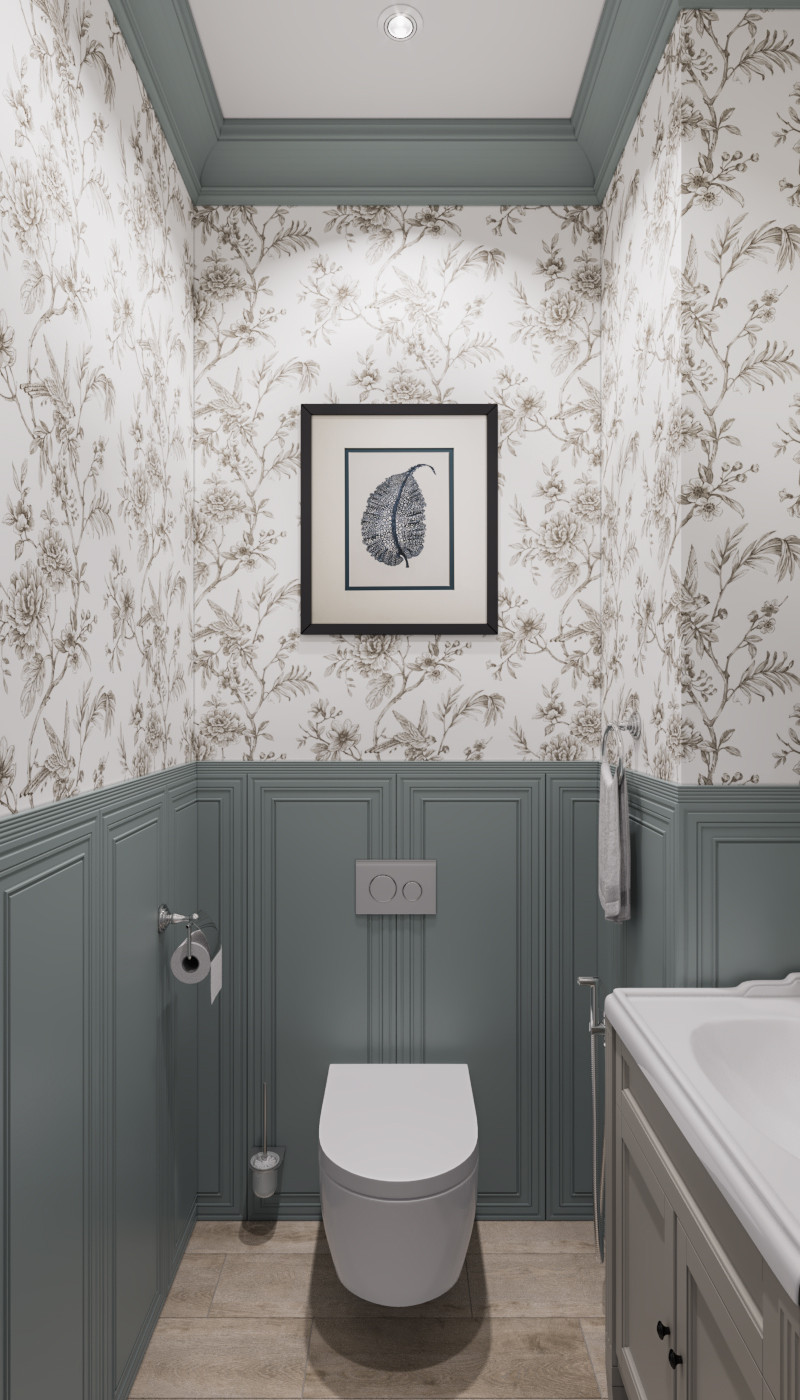 Дизайн интерьера в неоклассике с зелеными акцентами