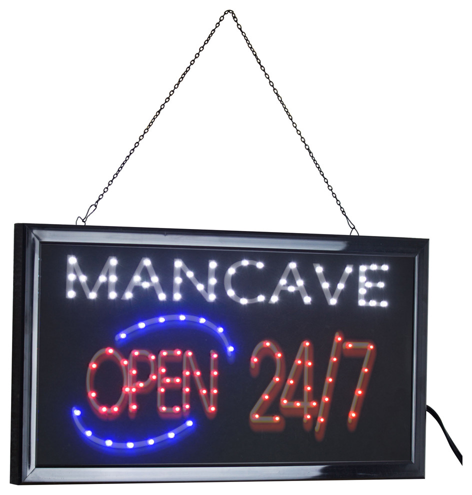 Light Up Your Bar Bedroom Garage or Den Ne Man Cave Open 24/7 LED Hanging Sign 