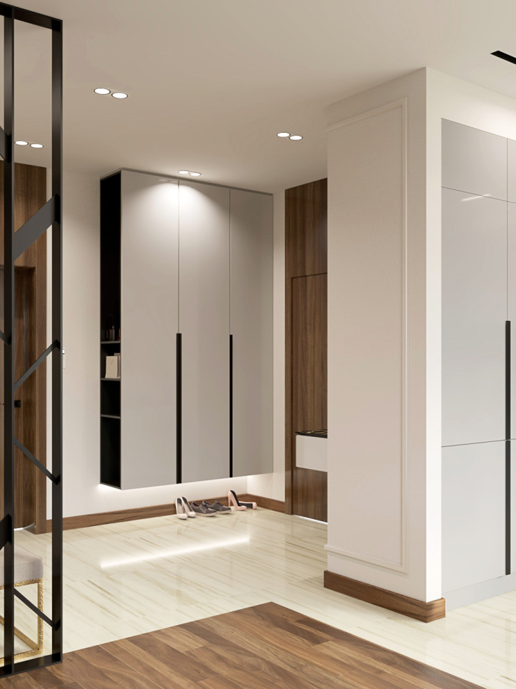 Современная городская квартира с панорамным остеклением в стиле ар-деко