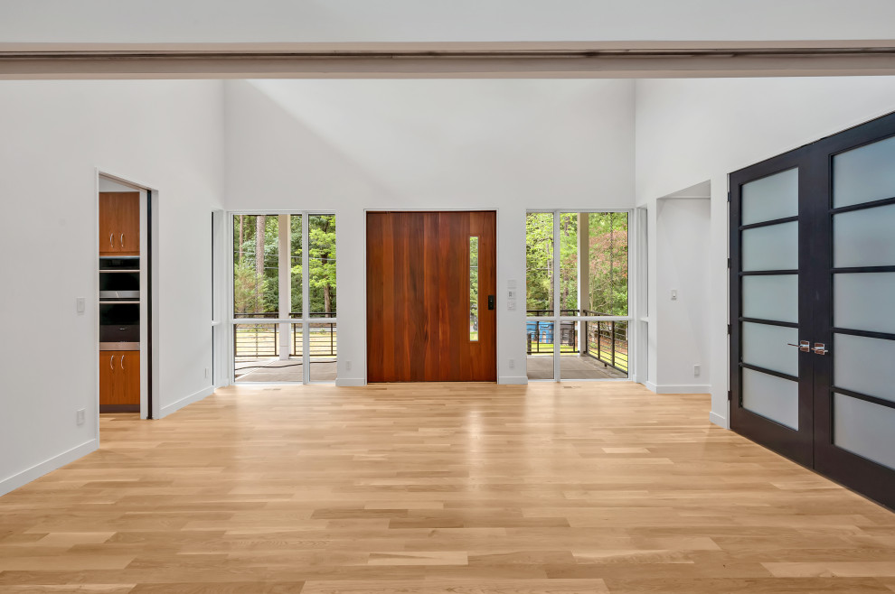 Inspiration for a modern entryway remodel in Raleigh