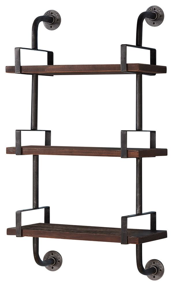 Armen Living 40" Booker Industrial Wood Floating Wall Shelf, Gray