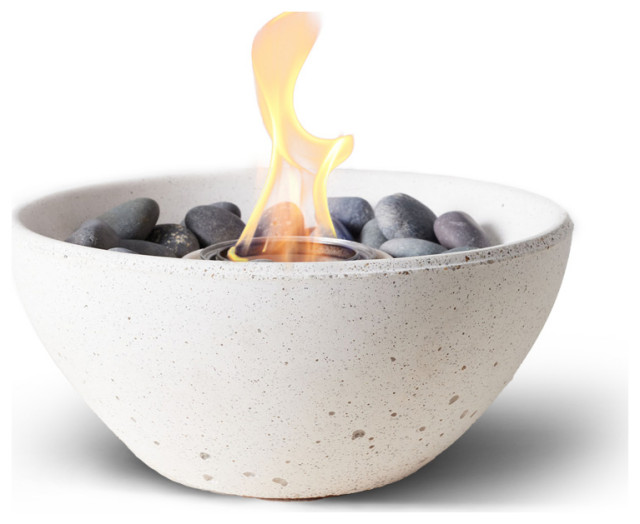 Basin Tabletop Fire Bowl, Can of Pure Fuel Stonecast Pewter