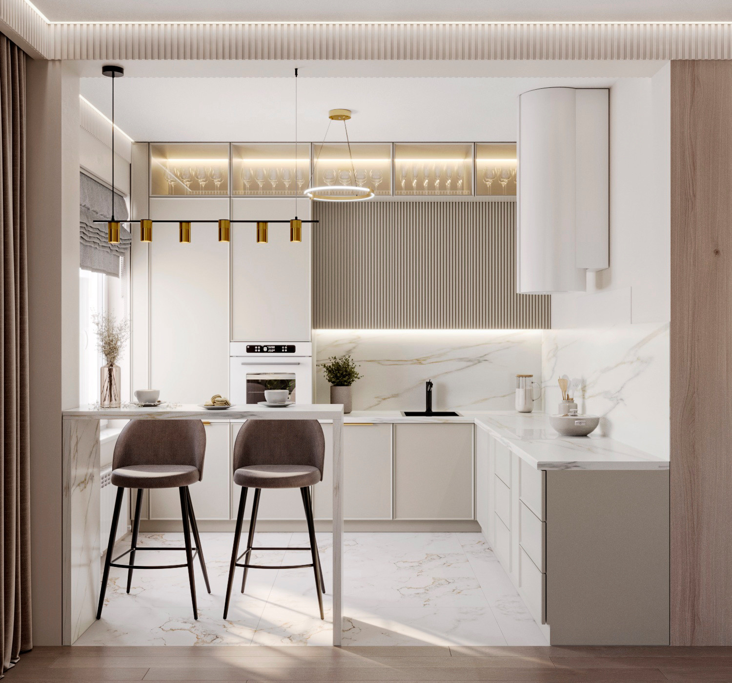 Кухня-гостиная, "неоклассическая современность" :)