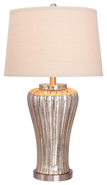 Fangio Lighting Mercury Glass Table Lamp, Brushed Steel Accents