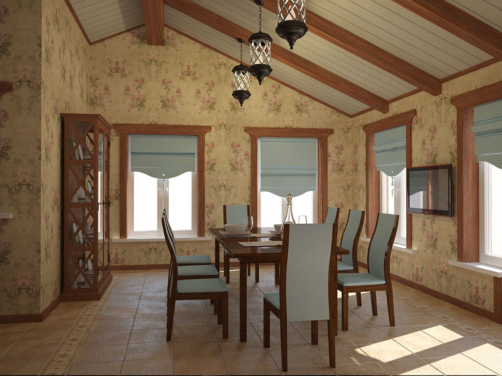 Эскиз столовой для загородного дома