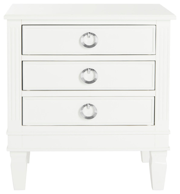 Safavieh Kira Three Drawer Night Stand, N/A Transitional