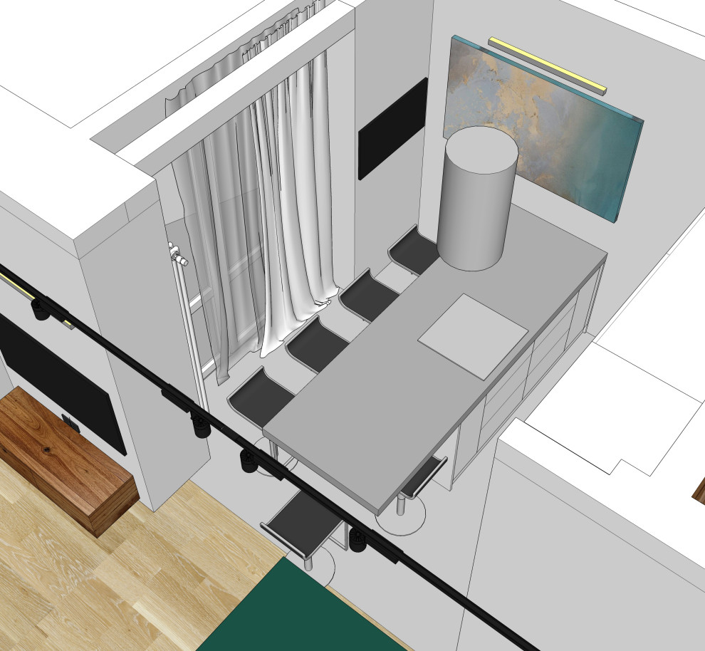 Перепланировка однокомнатной квартиры в 3D