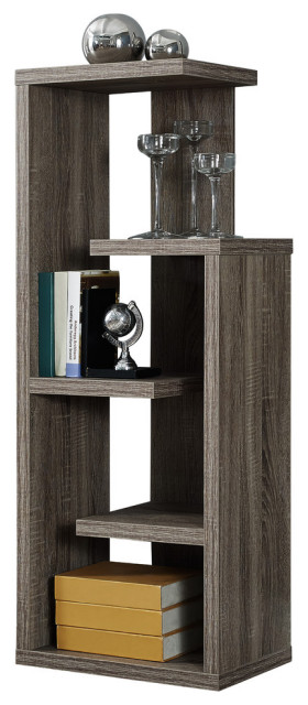 Bookshelf, Bookcase, Etagere, 4 Tier, 48"H, Office, Bedroom, Laminate, Dark Taupe