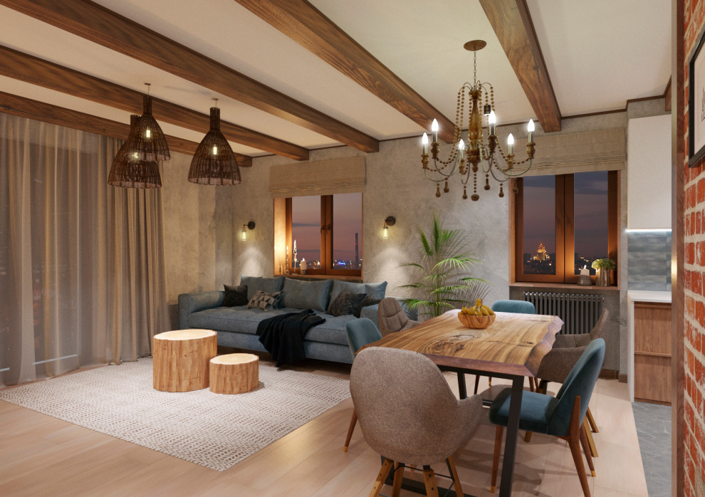 Кухня-гостиная с элементами лофта