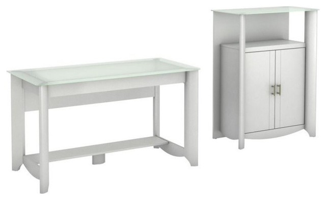 Rosebery Kids Computer Desk With Medium Storage Cabinet Pure