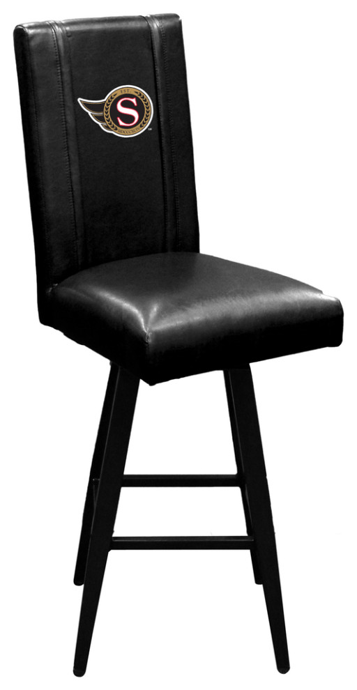 Ottawa Senators Secondary Swivel Bar Stool With Black Vinyl Midcentury Bar Stools And