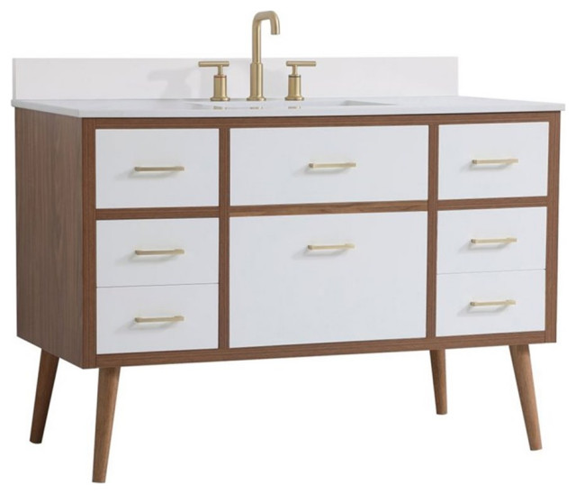 Elegant Decor Boise 48" MDF Bathroom Vanity with Backsplash in White