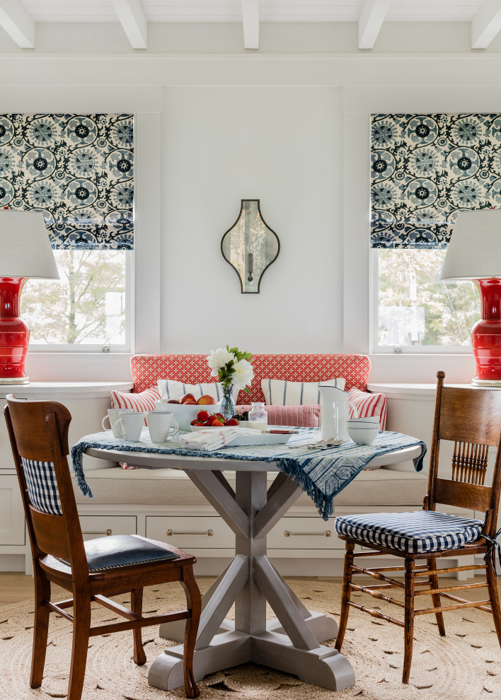 Design ideas for a beach style dining room in Boston.