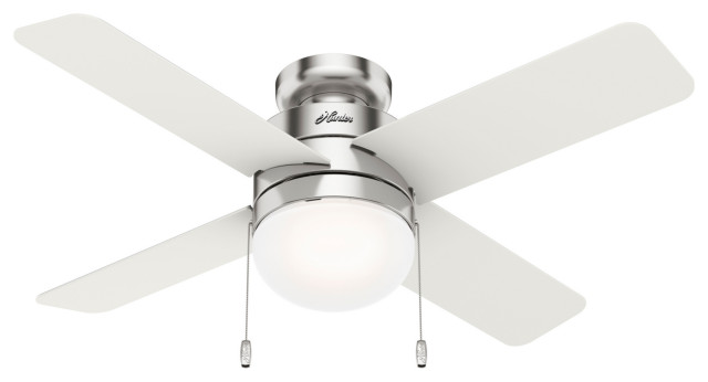 Hunter 44 Timpani Brushed Nickel, Small White Ceiling Fan With Light