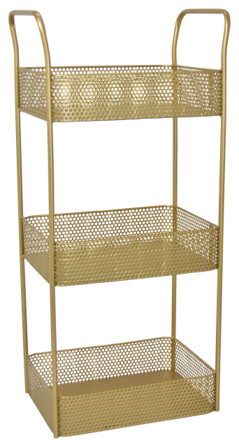 Plutus Brands Metal Storage Rack, Gold Metal - Contemporary - Display ...
