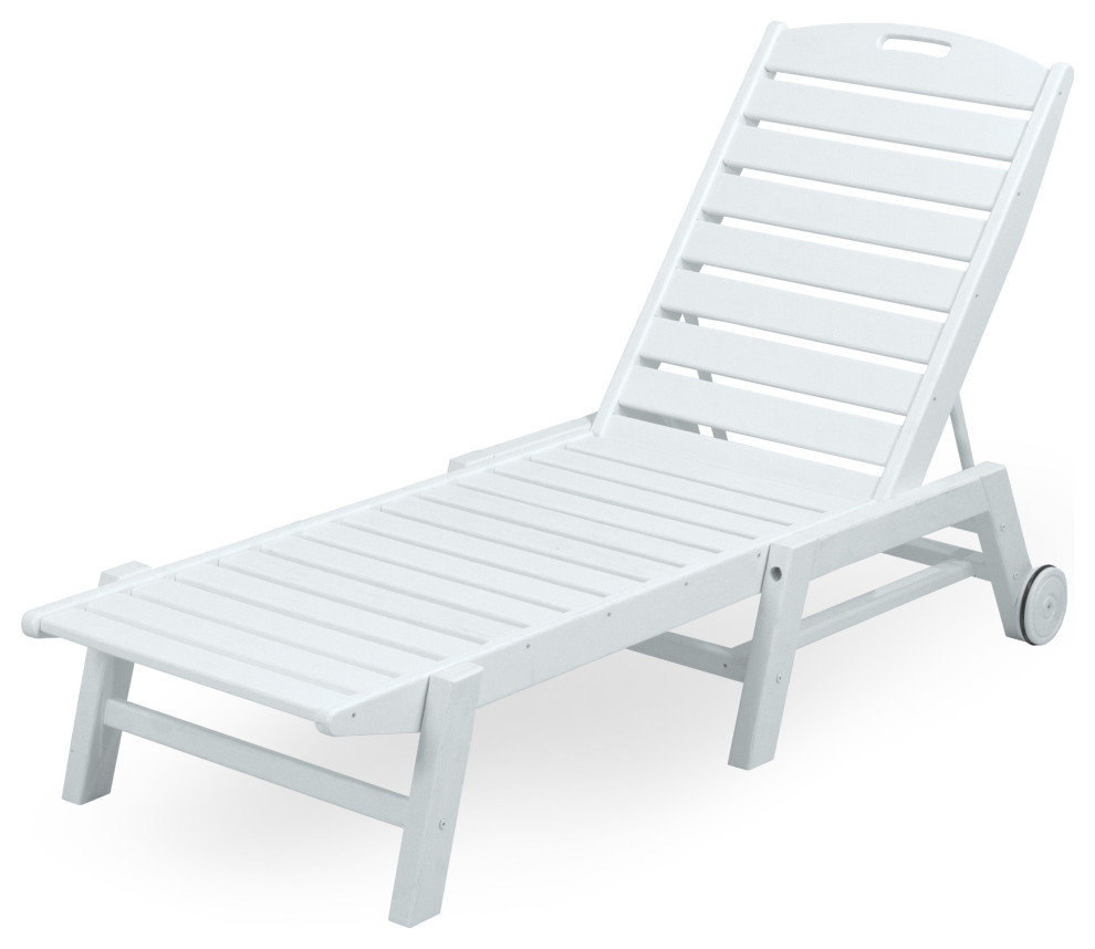 Polywood Nautical Chaise With Wheels, White