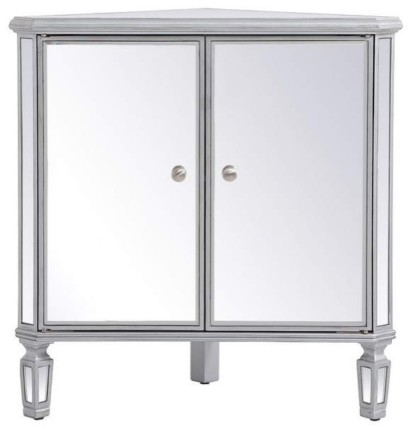 Connie 31" Mirrored Corner Silver Traditional Accent