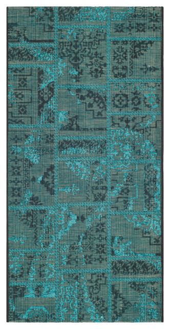 Safavieh PAL128-56C4 Läufer Teppich – 70 X 200 Cm, Türkis/schwarz, Orientalisches Design