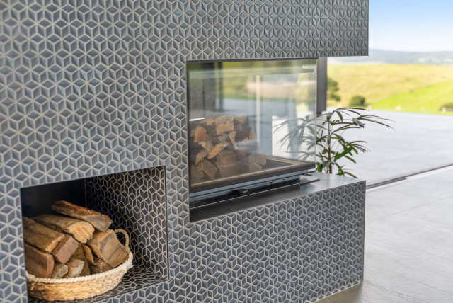 Corner fireplace detail contemporary-vardagsrum