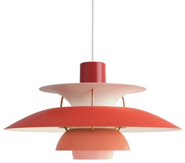 Mid-Century Pendant Lamp, Hues of Red