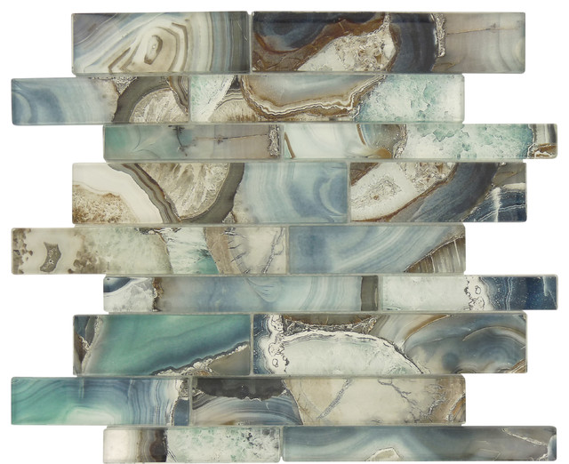 11.75"x11.75" Magical Forest Linear Glossy Glass Tile Contemporary