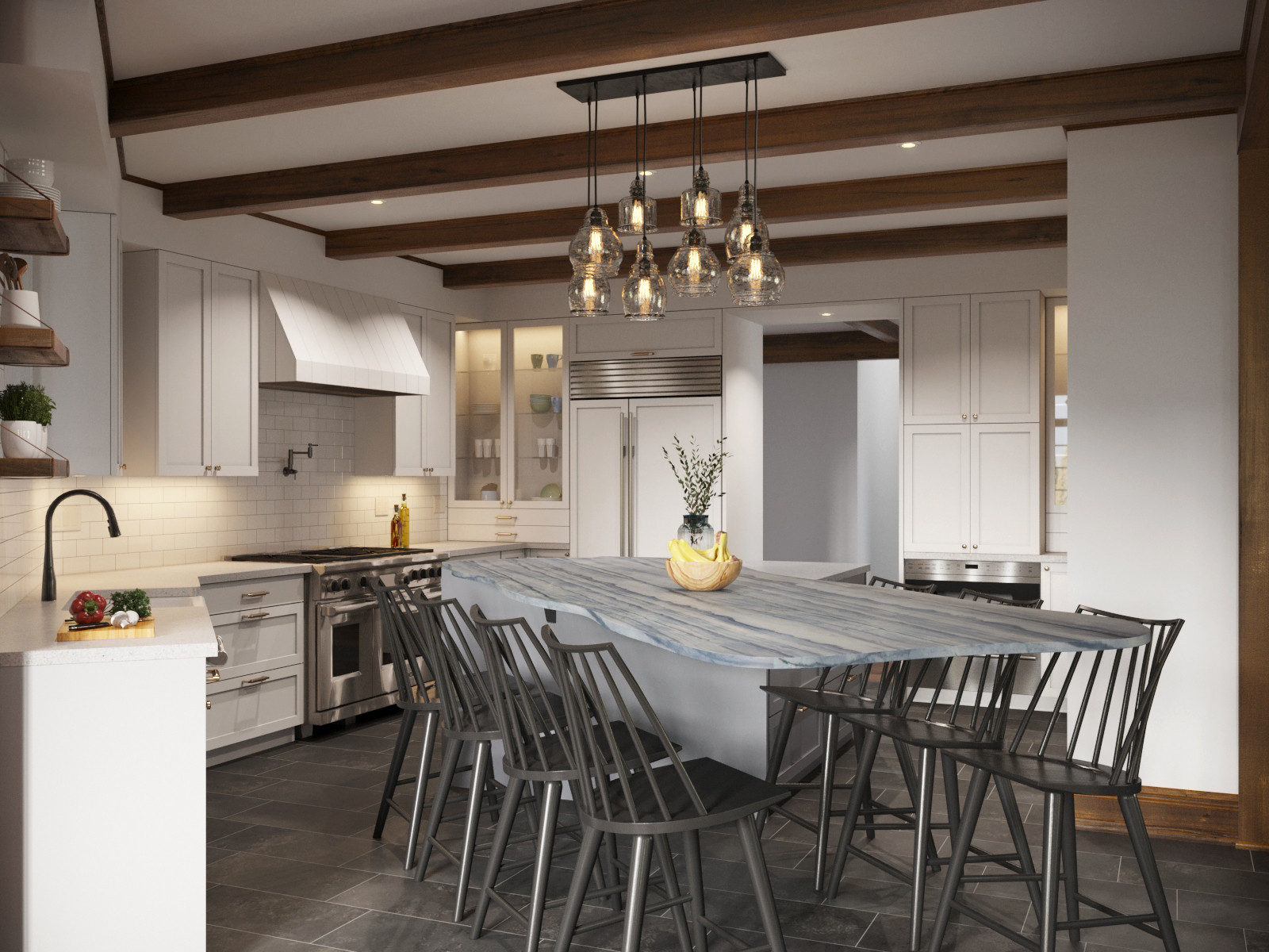 Apex NC  Farmhouse- Kitchen Rendering