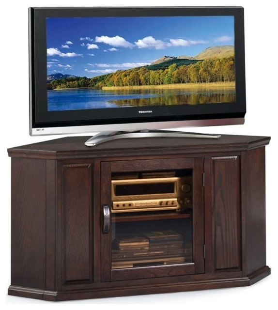 Leick Riley Holiday 46" Corner TV Stand in Chocolate Cherry