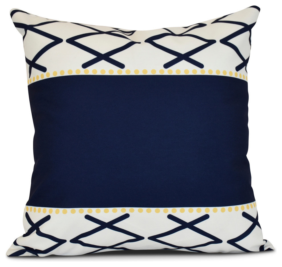 Knot Fancy, Geometric Print Pillow, Navy Blue, 20"x20"
