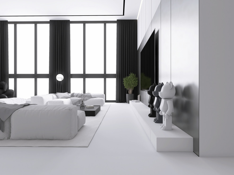 Минималистичная гостиная с акцентами арта Проект для квартиры в современном стил