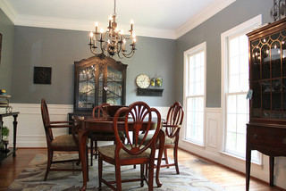 Smoky Blue Dining Room with Brown and Black accents - Eclectic - Dining