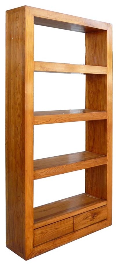 Natural Wood Orient Fusion Display Book-Shelf Cabinet
