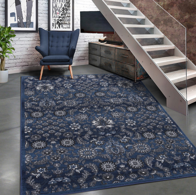 Modern Accent Rug In With Fl Design 7 0 X4 11 Traditional Modern Accent Rug In With Fl Design