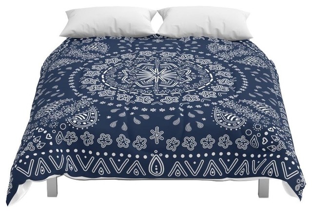 Society6 Zendana Navy Bandana Comforter Mediterranean